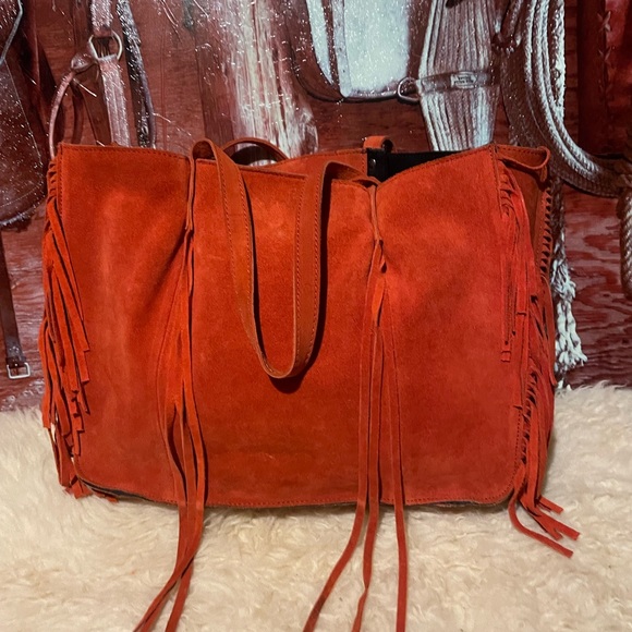 Zara thick suede fringe bag & pouch - Picture 2 of 13